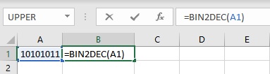 bin2dec formula