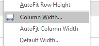 column width