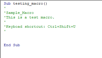 macros in Excel using VBA
