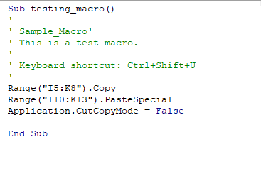 macros in Excel using VBA