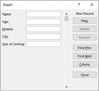 Create a Database in Excel