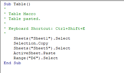 macros in Excel using VBA