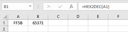 hex2dec result