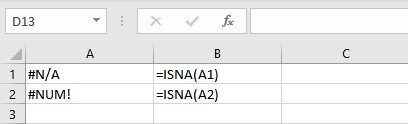 IS Functions in Excel