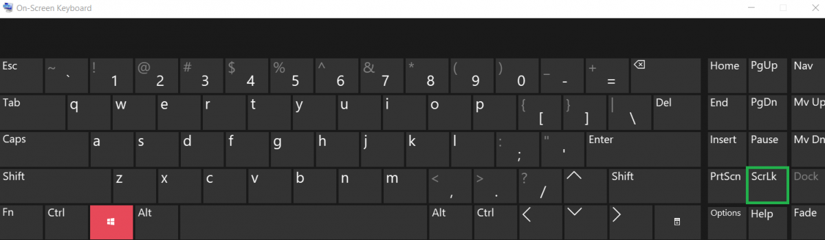 Toggle Scroll Lock on or Off using On-screen Keyboard