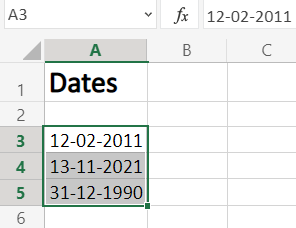 Select Date in Excel