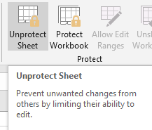 unprotect sheet