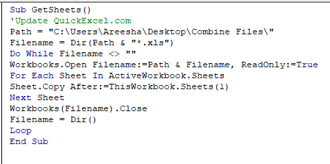 vba code