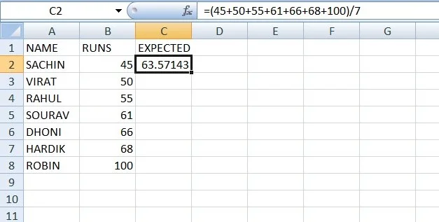 Excel example for p value