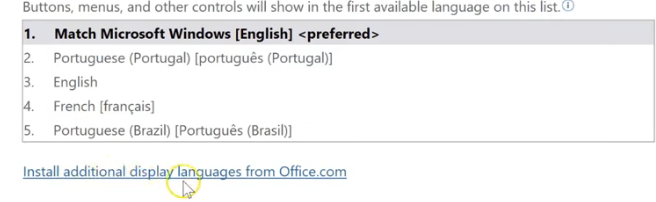Install additional display languages in Excel