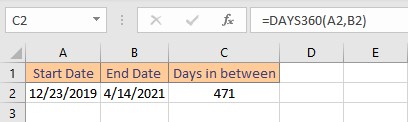 days360 result