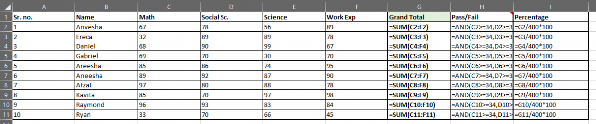 formulas