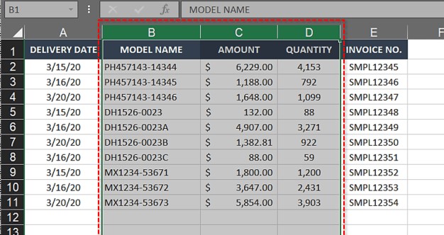 Multiple columns swapped in Excel