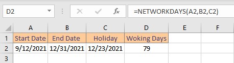 networkdays result