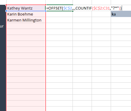 offset countif