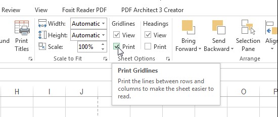 Select Print to print with gridlines in Excel