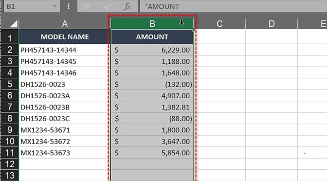 Select the column to swap