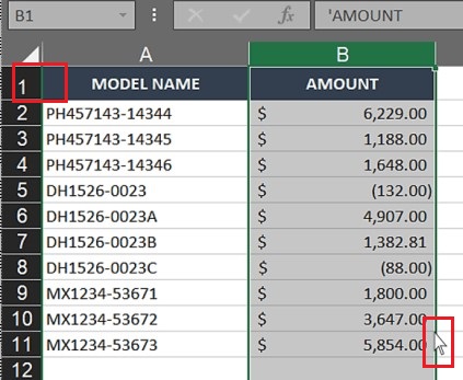 excel drag and drop column