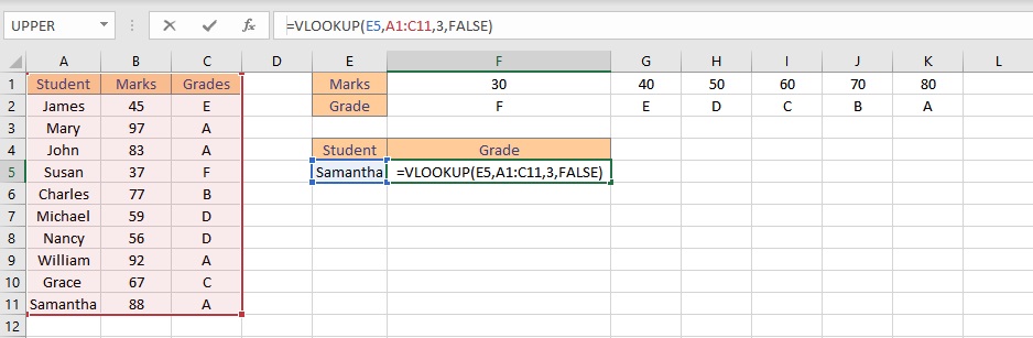 vlookup formula