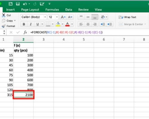 Extrapolate result in Excel