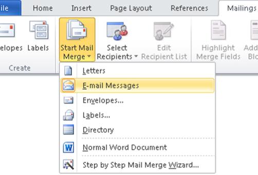 mail merge in Excel