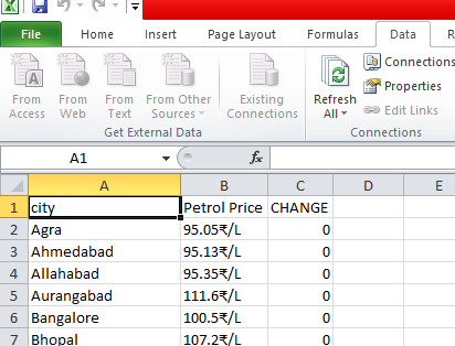 Refresh Data Manually in Excel