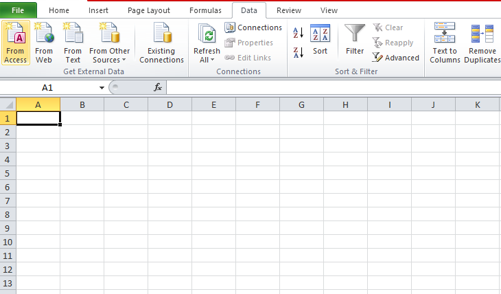 From Web option in Excel
