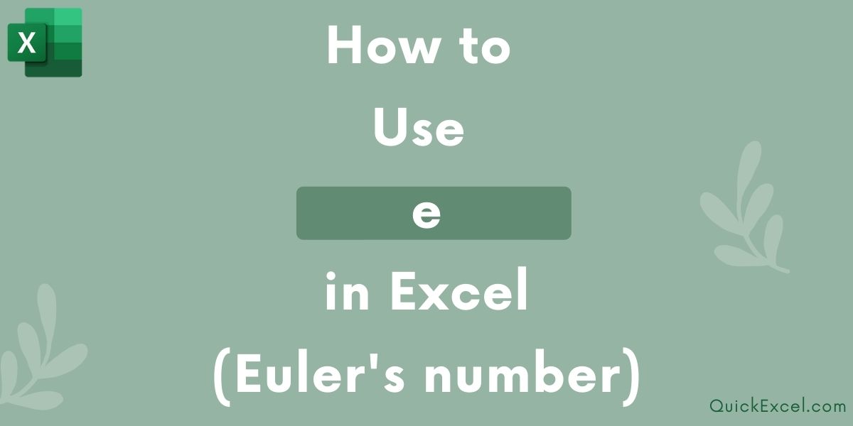How to use e in excel