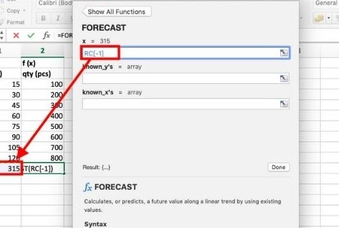 insert values in forecast function