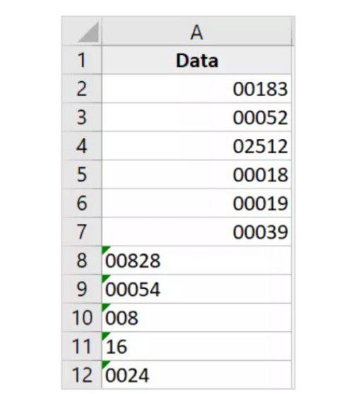 Sample Data to remove leading zero