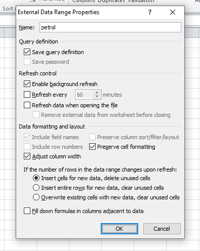 Set TimePeriod for Refresh or update of  data in Excel