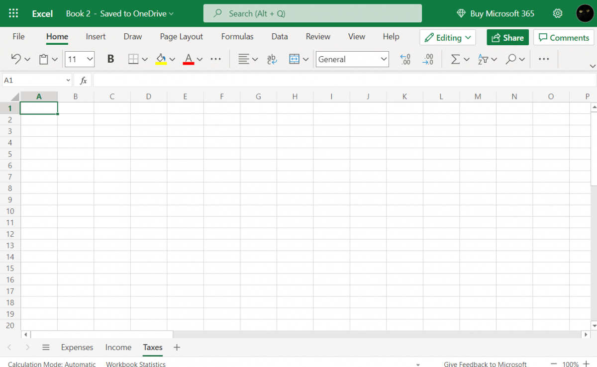 New workbook to maintain accounts in excel