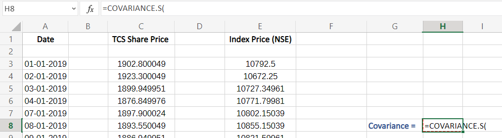 Inserting covariance formula