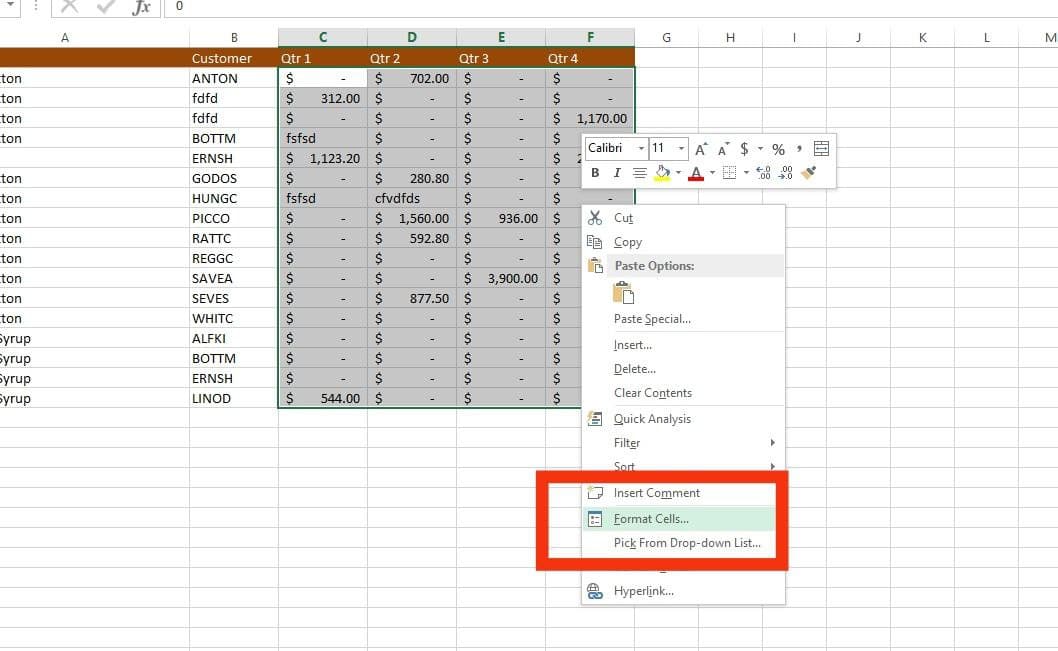 Sample data to lock cells in Excel