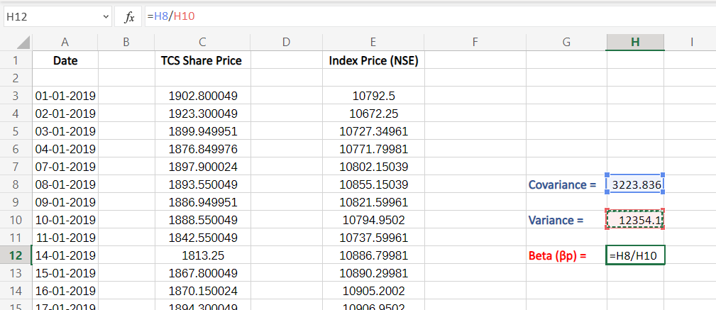 Calculating Beta of a Stock