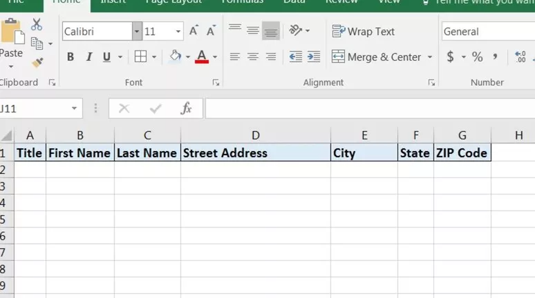 create headers in Excel