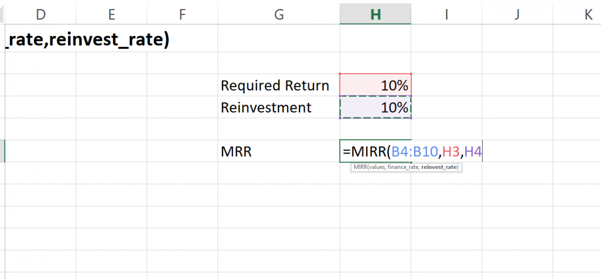 Inputting Reinvest rate