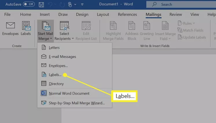labels in word