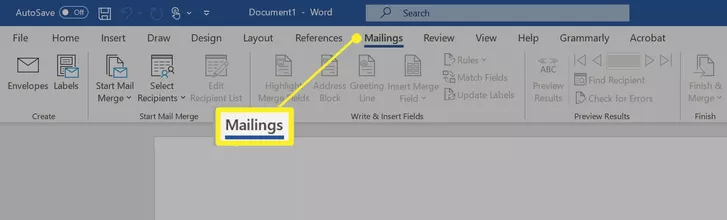 Mailings in word