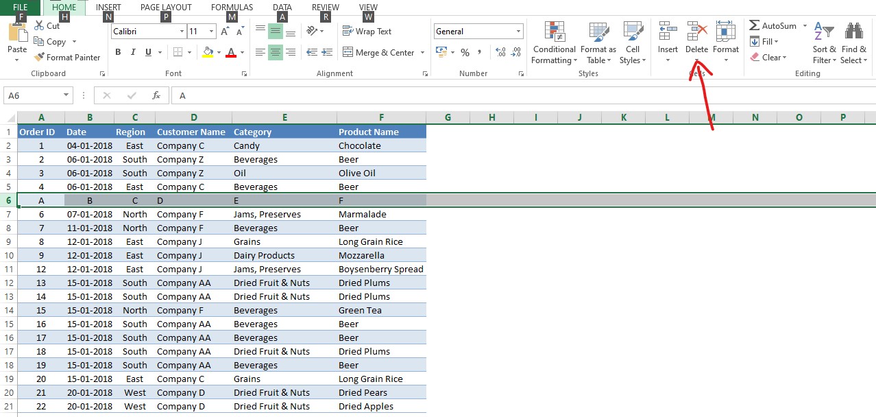 How to Delete a Row in MS Excel? - QuickExcel