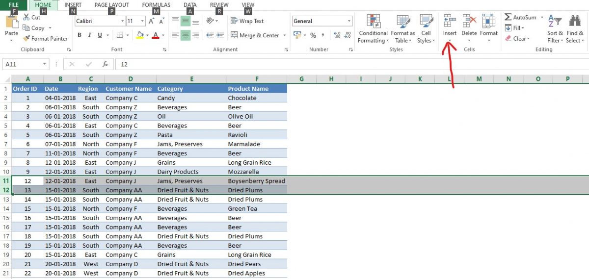 Locating Insert command