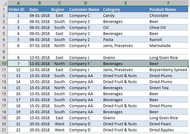 Replaced Row Contents