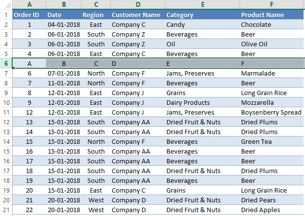 Selecting a Row