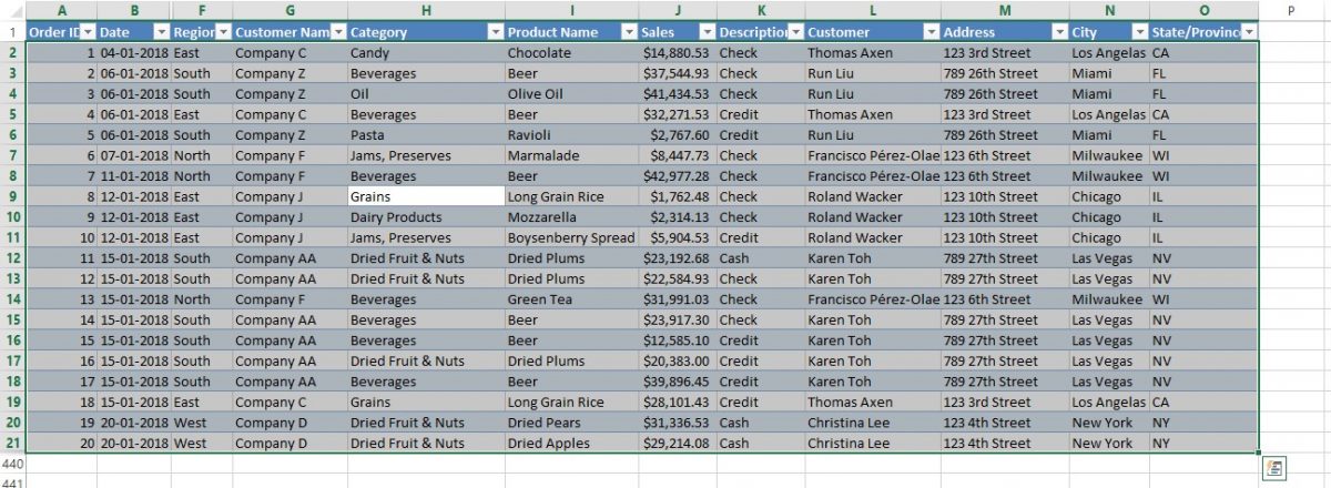 Selecting entire table