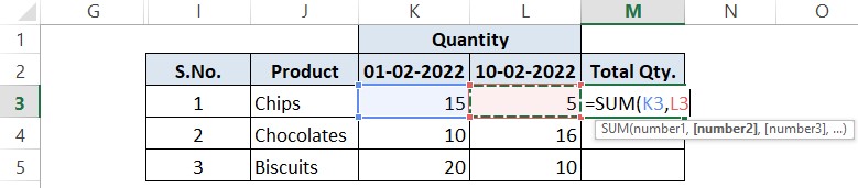 Selecting the Second Variable for SUM