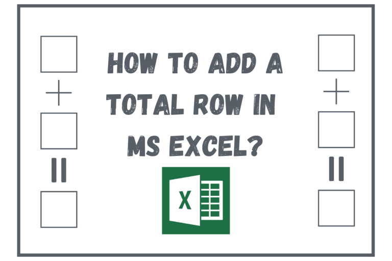 How To Add Total Row In Excel Formula