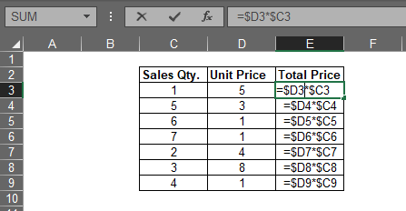 Double clicking Cell E3