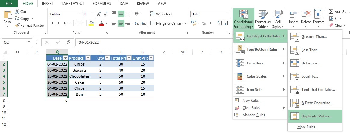 Highlighting Duplicates