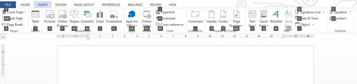 Hotkeys within Insert Tab