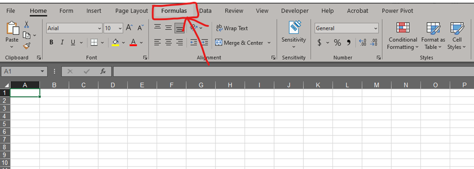 Locating Formulas Tab